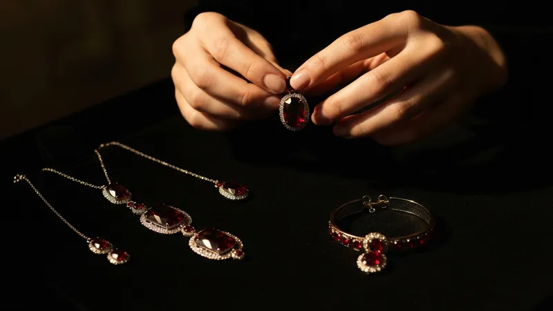 Accessoires Assortis Aux Boucles Doreilles Rubis